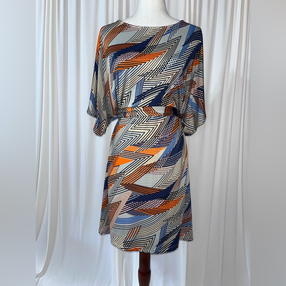BCBGMaxAzria Geometric Patterned Dolman Sleeve Dress Size XL